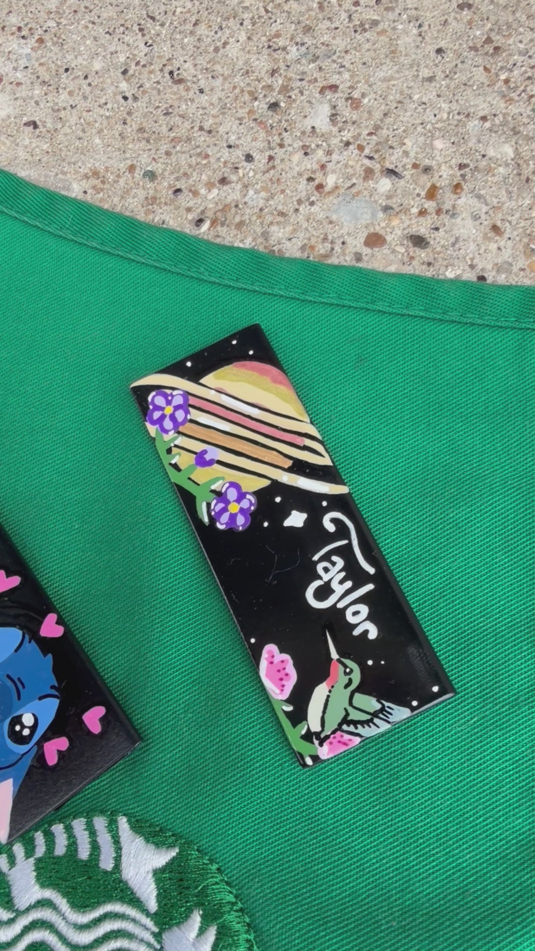 Custom Painted Starbucks Name Tag